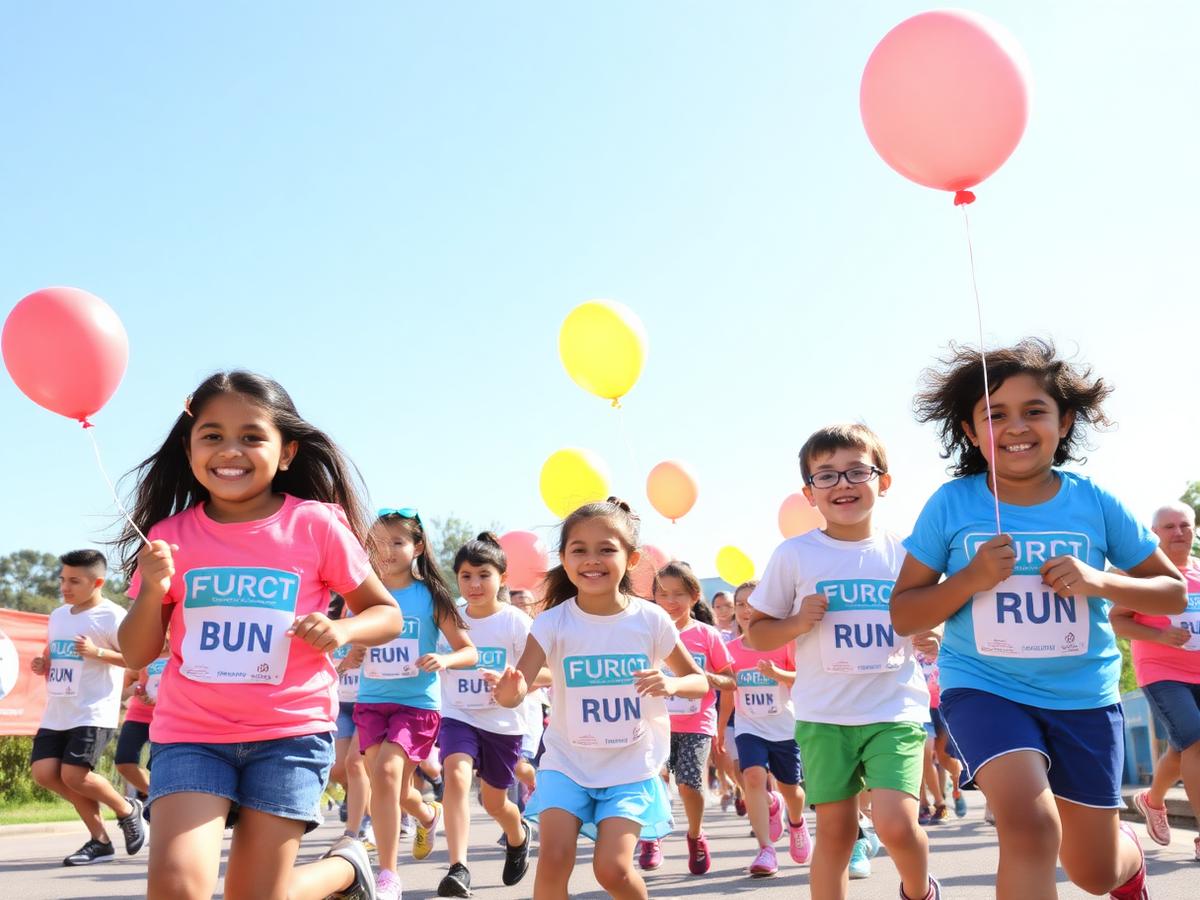Teen volunteers and children taking part in a colourful community programme day